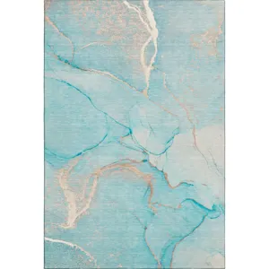 Luxury Washable Odyssey Teal 5\' x 7\'6\" Rug