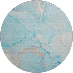Luxury Washable Odyssey Teal 8' x 8' Round Rug