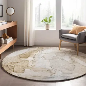 Luxury Washable Odyssey Brown 8\' x 8\' Round Rug