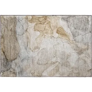 Luxury Washable Odyssey Brown 1\'8\" x 2\'6\" Rug