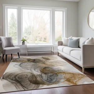 Luxury Washable Odyssey Beige 3\' x 5\' Rug