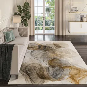 Luxury Washable Odyssey Beige 3\' x 5\' Rug
