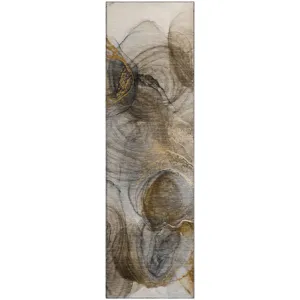Luxury Washable Odyssey Beige 2\'3\" x 7\'6\" Runner Rug