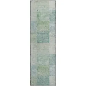 Machine Washable Indoor/Outdoor Pacifica Seafoam 2\'3\" x 7\'6\" Runner Rug