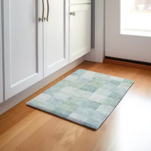 Machine Washable Indoor/Outdoor Pacifica Seafoam 1\'8\" x 2\'6\" Rug