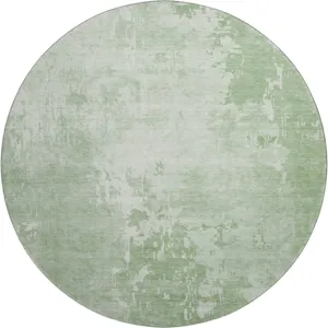 Machine Washable Indoor/Outdoor Pacifica Mint 8\' x 8\' Round Rug