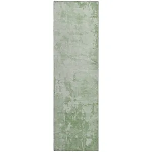 Machine Washable Indoor/Outdoor Pacifica Mint 2\'3\" x 7\'6\" Runner Rug