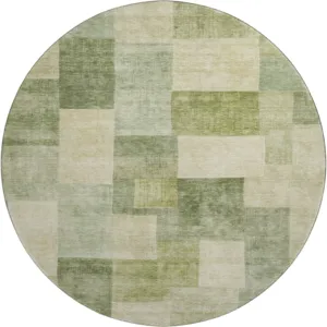 Machine Washable Indoor/Outdoor Pacifica Aloe 8\' x 8\' Round Rug