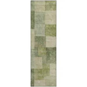 Machine Washable Indoor/Outdoor Pacifica Aloe 2\'3\" x 7\'6\" Runner Rug