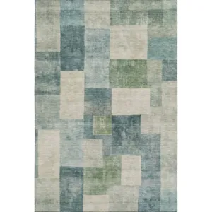 Machine Washable Indoor/Outdoor Pacifica Seafoam 5\' x 7\'6\" Rug