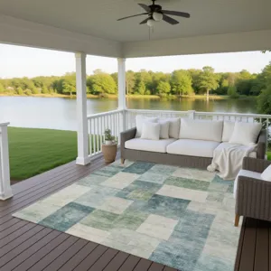 Machine Washable Indoor/Outdoor Pacifica Seafoam 5\' x 7\'6\" Rug