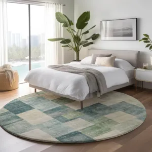 Machine Washable Indoor/Outdoor Pacifica Seafoam 8\' x 8\' Round Rug