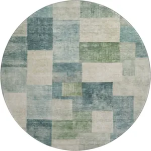 Machine Washable Indoor/Outdoor Pacifica Seafoam 8\' x 8\' Round Rug
