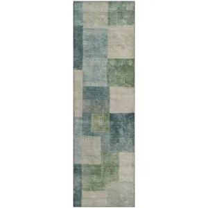 Machine Washable Indoor/Outdoor Pacifica Seafoam 2\'3\" x 7\'6\" Runner Rug