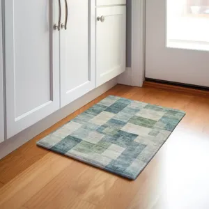 Machine Washable Indoor/Outdoor Pacifica Seafoam 1\'8\" x 2\'6\" Rug