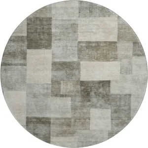 Machine Washable Indoor/Outdoor Pacifica Taupe 8\' x 8\' Round Rug