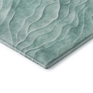 Machine Washable Indoor/Outdoor Pacifica Aqua 2\'3\" x 7\'6\" Runner Rug