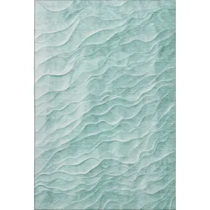Machine Washable Indoor/Outdoor Pacifica Aqua 10\' x 14\' Rug