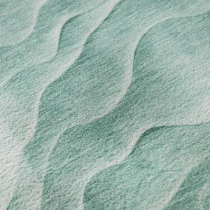 Machine Washable Indoor/Outdoor Pacifica Aqua 2\'3\" x 7\'6\" Runner Rug