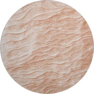 Machine Washable Indoor/Outdoor Pacifica Coral 8\' x 8\' Round Rug