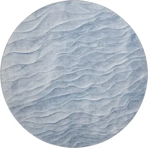 Machine Washable Indoor/Outdoor Pacifica Denim 8\' x 8\' Round Rug