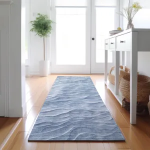 Machine Washable Indoor/Outdoor Pacifica Denim 2\'3\" x 7\'6\" Runner Rug
