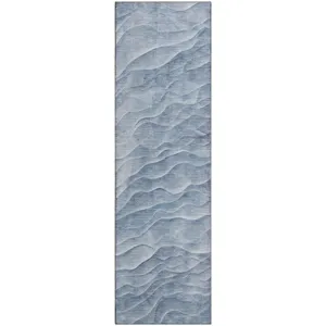 Machine Washable Indoor/Outdoor Pacifica Denim 2\'3\" x 7\'6\" Runner Rug