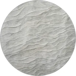 Machine Washable Indoor/Outdoor Pacifica Taupe 8\' x 8\' Round Rug