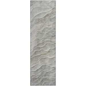 Machine Washable Indoor/Outdoor Pacifica Taupe 2\'3\" x 7\'6\" Runner Rug