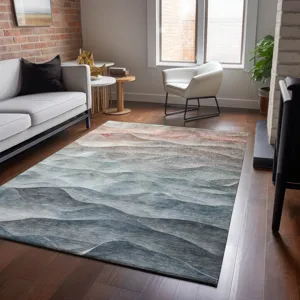 Machine Washable Indoor/Outdoor Pacifica Teal 8\' x 10\' Rug