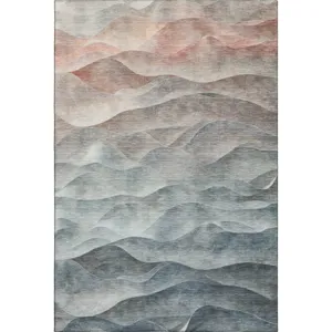 Machine Washable Indoor/Outdoor Pacifica Teal 8\' x 10\' Rug
