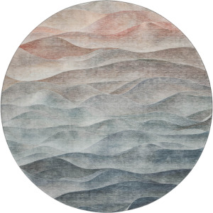 Machine Washable Indoor/Outdoor Pacifica Teal 8' x 8' Round Rug