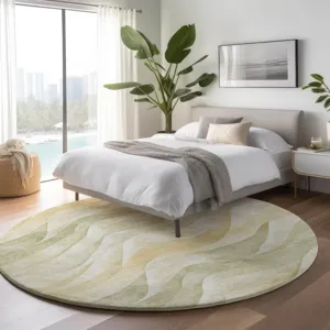 Machine Washable Indoor/Outdoor Pacifica Aloe 8\' x 8\' Round Rug