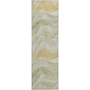 Machine Washable Indoor/Outdoor Pacifica Aloe 2\'3\" x 7\'6\" Runner Rug