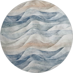 Machine Washable Indoor/Outdoor Pacifica Blue 8' x 8' Round Rug