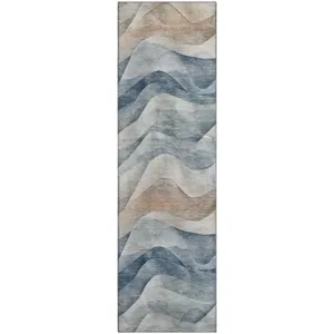 Machine Washable Indoor/Outdoor Pacifica Blue 2\'3\" x 7\'6\" Runner Rug