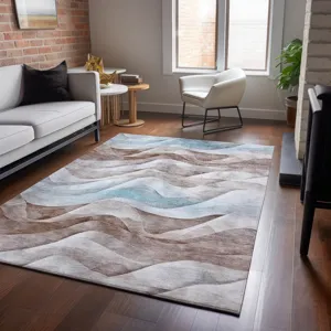 Machine Washable Indoor/Outdoor Pacifica Mocha 2\'6\" x 3\'10\" Rug