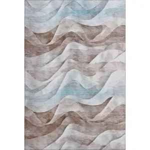 Machine Washable Indoor/Outdoor Pacifica Mocha 2\'6\" x 3\'10\" Rug