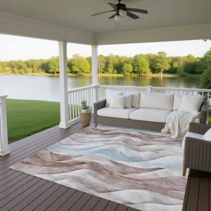 Machine Washable Indoor/Outdoor Pacifica Mocha 2\'6\" x 3\'10\" Rug