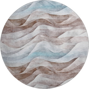 Machine Washable Indoor/Outdoor Pacifica Mocha 8' x 8' Round Rug