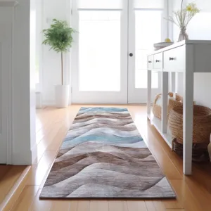 Machine Washable Indoor/Outdoor Pacifica Mocha 2\'3\" x 7\'6\" Runner Rug