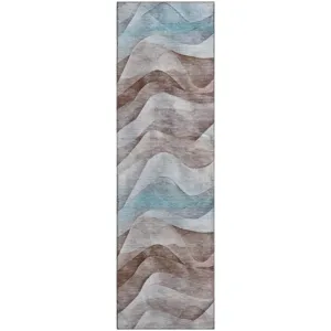 Machine Washable Indoor/Outdoor Pacifica Mocha 2\'3\" x 7\'6\" Runner Rug