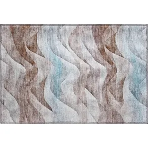 Machine Washable Indoor/Outdoor Pacifica Mocha 1\'8\" x 2\'6\" Rug