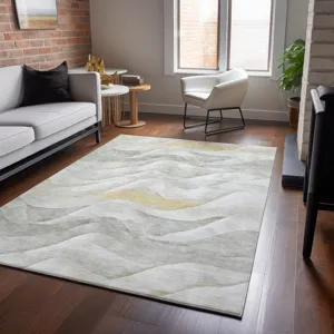 Machine Washable Indoor/Outdoor Pacifica Silver 5\' x 7\'6\" Rug