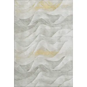 Machine Washable Indoor/Outdoor Pacifica Silver 5\' x 7\'6\" Rug