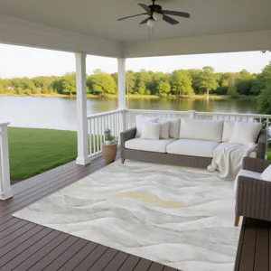 Machine Washable Indoor/Outdoor Pacifica Silver 5\' x 7\'6\" Rug