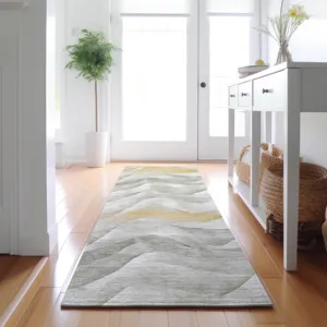 Machine Washable Indoor/Outdoor Pacifica Silver 2\'3\" x 7\'6\" Runner Rug