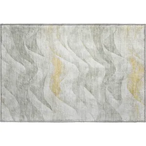 Machine Washable Indoor/Outdoor Pacifica Silver 1\'8\" x 2\'6\" Rug