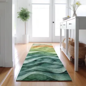 Machine Washable Indoor/Outdoor Pacifica Teal 2\'3\" x 7\'6\" Runner Rug