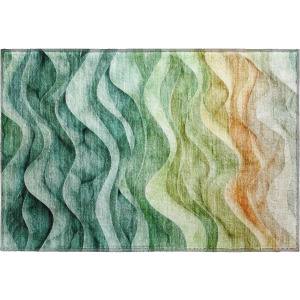 Machine Washable Indoor/Outdoor Pacifica Teal Rug